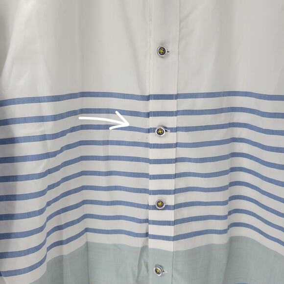 Robert Graham Mens Button Up Shirt XL White Blue Striped Geometric Flip Cuffs - Picture 16 of 16